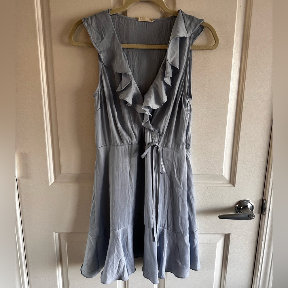 💙 Altar’d State Light Blue Ruffle Wrap Dress – Size M - Picture 3 of 8